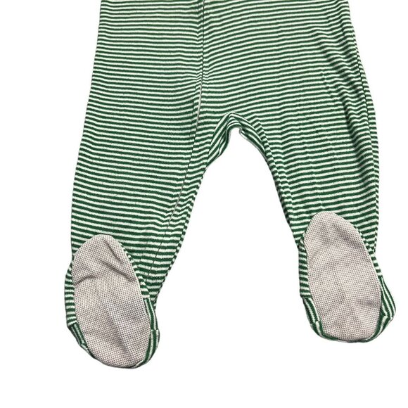 Sara's Prints by Widgeon Kids 18m Green Striped Santa Appliqué Pajamas - Picture 4 of 6